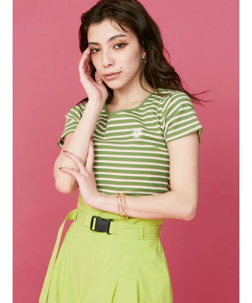 EVRIS（エヴリス）の「SUNNYショートTシャツ（Tシャツ/カットソー・レディース・ベージュ/ピンク/ブラック/ホワイト/グリーン/ブルー/パープル・FREE）」の13枚目の写真