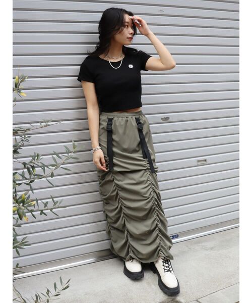 EVRIS（エヴリス）の「SUNNYショートTシャツ（Tシャツ/カットソー・レディース・ベージュ/ピンク/ブラック/ホワイト/グリーン/ブルー/パープル・FREE）」の12枚目の写真