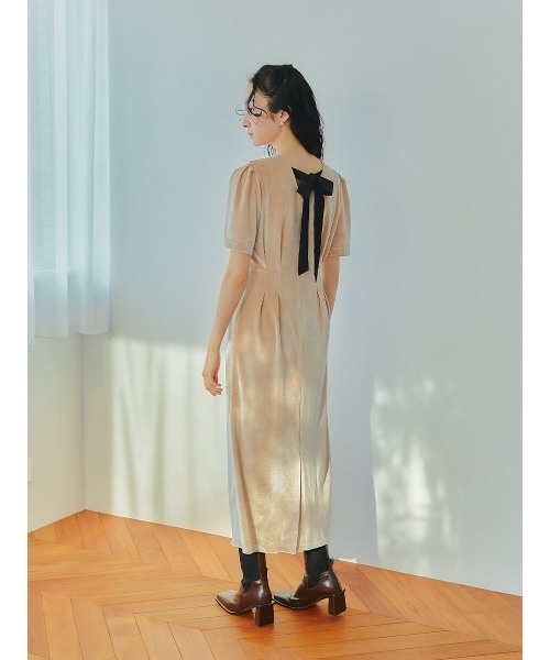 Ayla(アイラ)の「back ribbon velvet dress(ドレス・レディース・ブラック/ベージュ・FREE)」の6枚目の写真