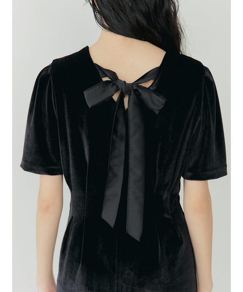 Ayla(アイラ)の「back ribbon velvet dress(ドレス・レディース・ブラック/ベージュ・FREE)」の13枚目の写真