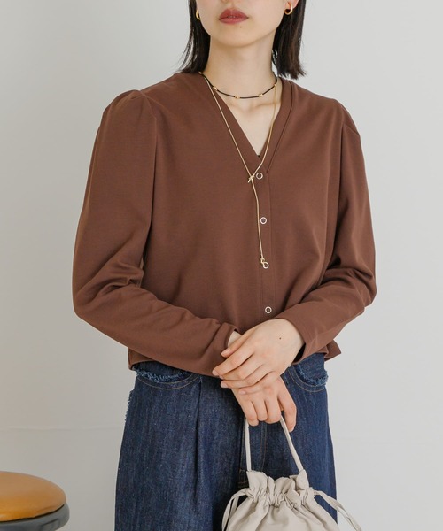 UR Lab.（アーバンリサーチラボ）の「『UR TECH ひやサラクール』 パフカーディガン（カーディガン/ボレロ・レディース・グリーン系その他/ブラウン/ブラック・FREE）」の2枚目の写真