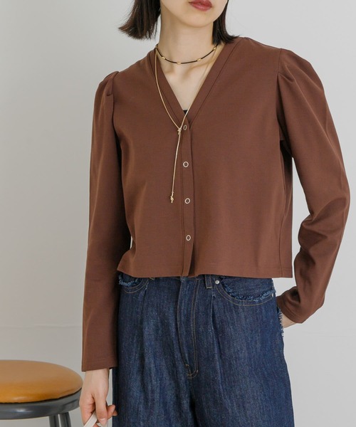 UR Lab.（アーバンリサーチラボ）の「『UR TECH ひやサラクール』 パフカーディガン（カーディガン/ボレロ・レディース・グリーン系その他/ブラウン/ブラック・FREE）」の13枚目の写真