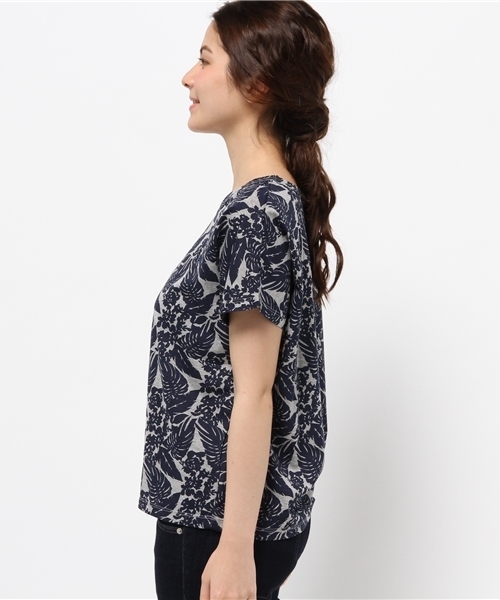 OUTLET(アウトレット)の「【CIAOPANIC TYPY】リーフ総柄プリントT(Tシャツ/カットソー・レディース・グレー/ネイビー/ホワイト・FREE)」の5枚目の写真