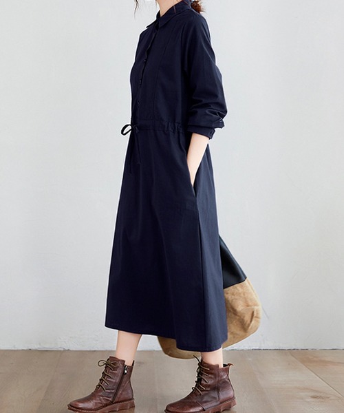 セール⭐︎藍染　紋　古布　リメイク　フレアシルエットワンピース　ゆったりサイズ 藍染 紋 古布 リメイク フレアシルエットワンピース ゆったりサイズ