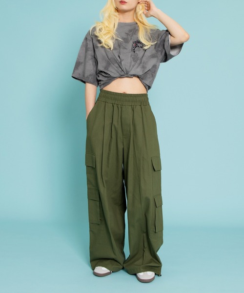 PUNYUS(プニュズ)の「パンサー刺繍タイダイTシャツ(Tシャツ/カットソー・レディース・グリーン/スミクロ/パープル/イエロー/ブルー・3/4)」の12枚目の写真