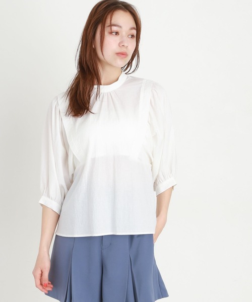 mysty woman（ミスティウーマン）の「バックシャンデザインブラウス 904289（シャツ/ブラウス・レディース・ブラック/ブルー/オフホワイト・FREE）」の5枚目の写真