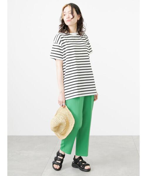Samansa Mos2 blue(サマンサモスモスブルー)の「ボーダーチュニックTシャツ(Tシャツ/カットソー・レディース・ベージュ/サックスブルー/オフホワイト・フリ-)」の22枚目の写真
