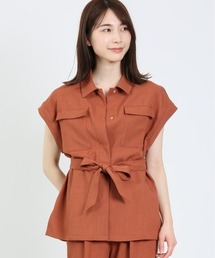 m.f.editorial | エムエフエディトリアルレディース/m.f.editorial:Women リネン風シャンブレー サファリジャケット(セットアップ可能)(シャツ/ブラウス)
