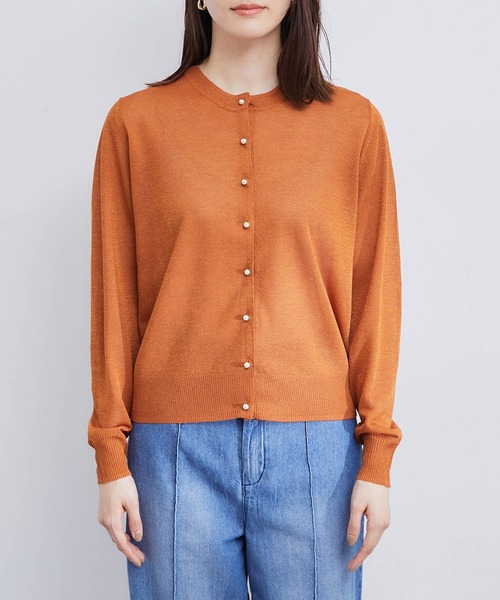 ROPE'（ロペ）の「イミテーションパールボタンカーディガン（カーディガン/ボレロ・レディース・オレンジ系その他2/ブラック/ベージュ系その他・38）」の6枚目の写真