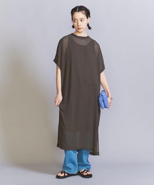 BEAUTY&YOUTH UNITED ARROWS(ビューティーアンドユースユナイテッドアローズ)の「シフォンレイヤード ドルマンスリーブワンピース -ウォッシャブル-(ワンピース・レディース・オリーブ/ブラック/ダークブラウン/その他9・FREE)」の15枚目の写真