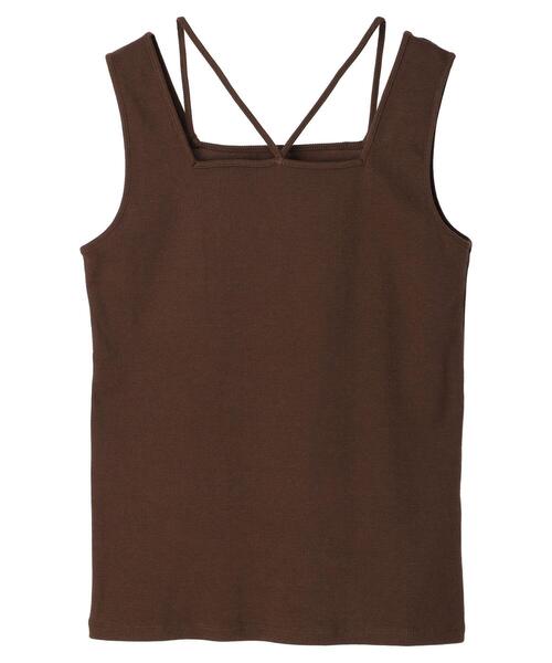 Green　Parks（グリーンパークス）の「マルチストラップテレコタンク（タンクトップ・レディース・ブラウン/ブラック/オフホワイト/ブルー・FREE）」の12枚目の写真
