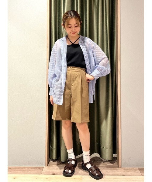 Green　Parks（グリーンパークス）の「マルチストラップテレコタンク（タンクトップ・レディース・ブラウン/ブラック/オフホワイト/ブルー・FREE）」の5枚目の写真