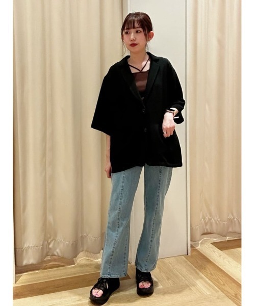 Green　Parks（グリーンパークス）の「マルチストラップテレコタンク（タンクトップ・レディース・ブラウン/ブラック/オフホワイト/ブルー・FREE）」の9枚目の写真