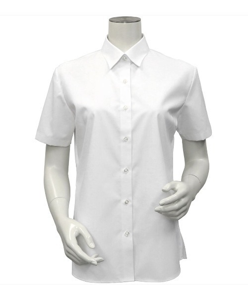 TOKYO SHIRTS(トウキョウシャツ)の「透け防止 形態安定ノーアイロン レギュラー衿 白無地ベーシック 半袖ビジネスワイシャツ(ビジネスシャツ・レディース・ホワイト・XL/LL/L/M/S/XS)」の2枚目の写真