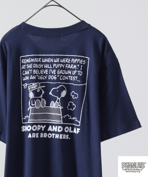 PEANUTS(ピーナッツ)の「PEANUTS スヌーピー 半袖 Tシャツ(Tシャツ/カットソー・レディース・ホワイト系その他/ブラック系その他/杢グレー/ブルーグレー/オートミール/ブラック系その他2/ネイビー系/ブラック/オフホワイト/カーキ/ベージュ/レッド/ホワイト/ネイビー/ピンクベージュ・M/L/LL)」の13枚目の写真