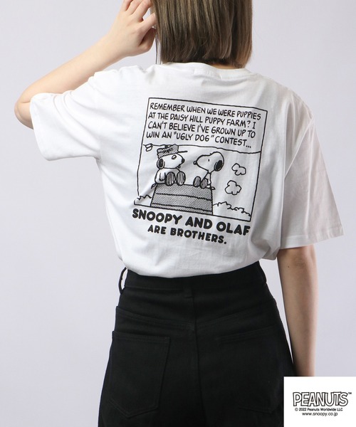 PEANUTS(ピーナッツ)の「PEANUTS スヌーピー 半袖 Tシャツ(Tシャツ/カットソー・レディース・ホワイト系その他/ブラック系その他/杢グレー/ブルーグレー/オートミール/ブラック系その他2/ネイビー系/ブラック/オフホワイト/カーキ/ベージュ/レッド/ホワイト/ネイビー/ピンクベージュ・M/L/LL)」の17枚目の写真