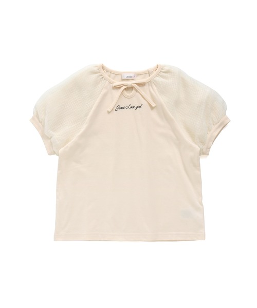 オーガンジーリボンTシャツ オーガンジーリボンTシャツ(90~150cm)(90cm ホワイト): トップス【べべ