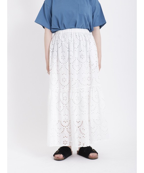 Samansa Mos2（サマンサ モスモス）の「カットワーク刺繍ギャザースカート（スカート・レディース・ブラウン/グリーン/ブラック/オフホワイト・ﾌﾘ-）」の10枚目の写真