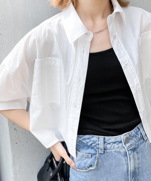 Chillfar（チルファー）の「ワイドクロップドシャツ（シャツ/ブラウス・レディース・ホワイト/ピンク/イエロー/ブルー・FREE）」の16枚目の写真