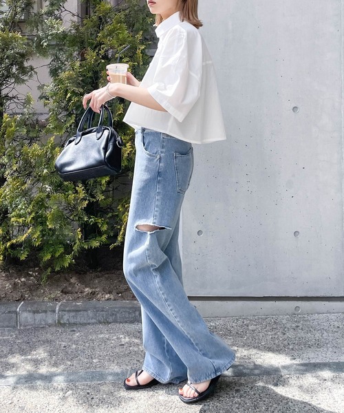 Chillfar（チルファー）の「ワイドクロップドシャツ（シャツ/ブラウス・レディース・ホワイト/ピンク/イエロー/ブルー・FREE）」の12枚目の写真