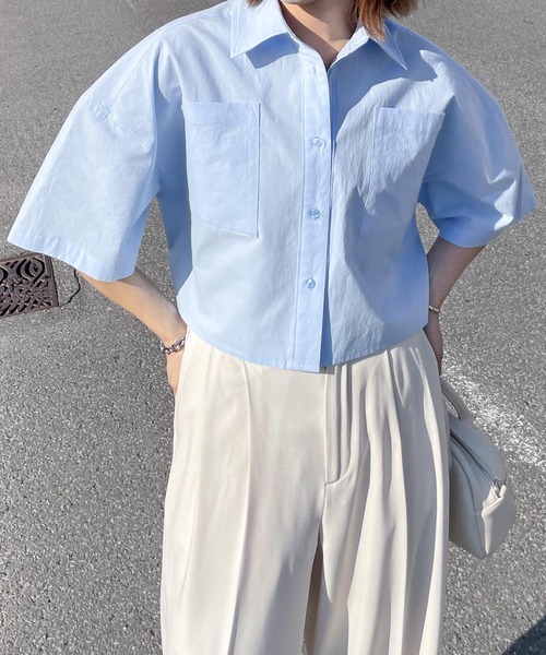 Chillfar（チルファー）の「ワイドクロップドシャツ（シャツ/ブラウス・レディース・ホワイト/ピンク/イエロー/ブルー・FREE）」の19枚目の写真