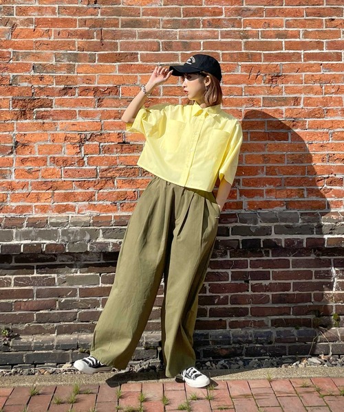 Chillfar（チルファー）の「ワイドクロップドシャツ（シャツ/ブラウス・レディース・ホワイト/ピンク/イエロー/ブルー・FREE）」の14枚目の写真