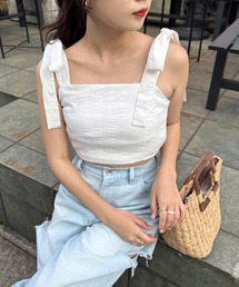 ショート丈リボンビスチェ/リボン取り外し可能