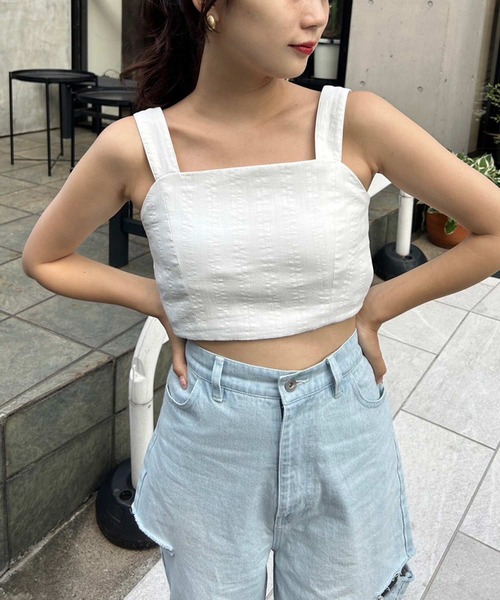 one after another NICE CLAUP(ワンアフターアナザーナイスクラップ)の「ショート丈リボンビスチェ/リボン取り外し可能(キャミソール・レディース・ブラック/ホワイト/アイボリー・FREE)」の13枚目の写真