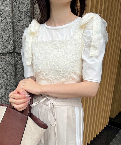 one after another NICE CLAUP(ワンアフターアナザーナイスクラップ)の「ショート丈リボンビスチェ/リボン取り外し可能(キャミソール・レディース・ブラック/ホワイト/アイボリー・FREE)」の21枚目の写真