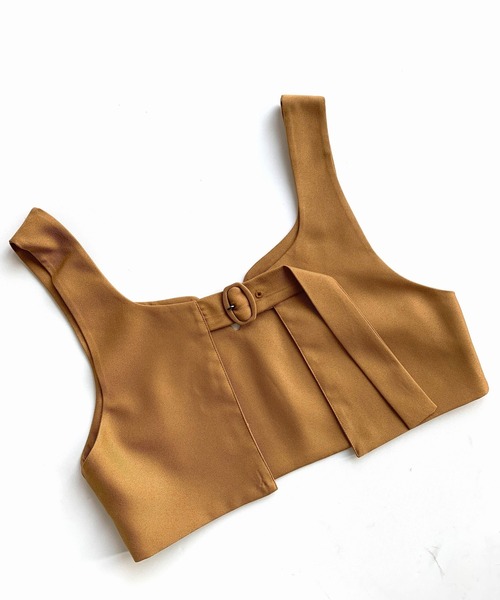 Q（キュー）の「Vカッティング ショートビスチェ（ベスト・レディース・ブラック/キャメル・ONE SIZE）」の12枚目の写真