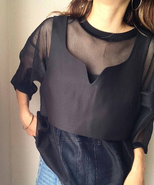 Q（キュー）の「Vカッティング ショートビスチェ（ベスト・レディース・ブラック/キャメル・ONE SIZE）」の7枚目の写真