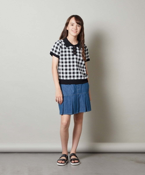 a.v.v（アーヴェヴェ）の「[150-160]ミニプリーツスカート（スカート・キッズ・ブルー/ブラック・150/160）」の10枚目の写真