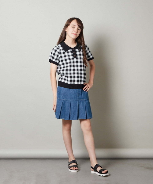 a.v.v（アーヴェヴェ）の「[150-160]ミニプリーツスカート（スカート・キッズ・ブルー/ブラック・150/160）」の15枚目の写真