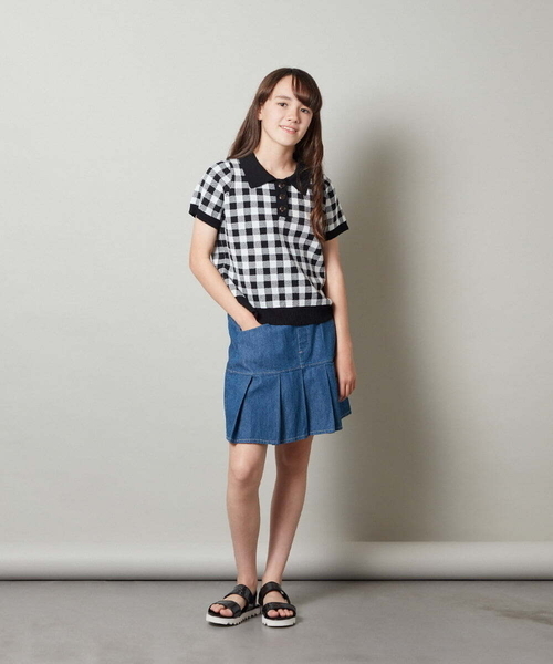 a.v.v（アーヴェヴェ）の「[150-160]ミニプリーツスカート（スカート・キッズ・ブルー/ブラック・150/160）」の16枚目の写真