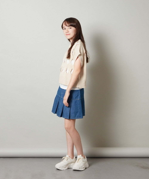 a.v.v（アーヴェヴェ）の「[150-160]ミニプリーツスカート（スカート・キッズ・ブルー/ブラック・150/160）」の18枚目の写真