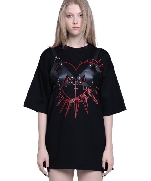 MORPH8NE(モルフィン)の「【MORPH8NE/モルフィン】HELLISH TEE/ ヘリシュ 半袖Tシャツ プリントT オーバーサイズT(Tシャツ/カットソー・レディース・ブラック・ONE SIZE)」の3枚目の写真