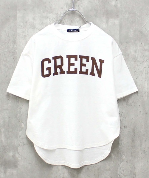 ZI-ON（ジーオン）の「ラウンドヘムビッグシルエット半袖Tシャツ（Tシャツ/カットソー・キッズ・グレー系その他/ホワイト系その他2/ダークグリーン/杢グレー/オフホワイト/ベージュ/グリーン系その他/ブルー系その他/チャコール/ミント/グリーン系その他2/ネイビー/オレンジ/ホワイト系その他/ホワイト系その他3/ベージュ系その他・150cm/140cm/110cm/120cm/160cm/130cm）」の19枚目の写真