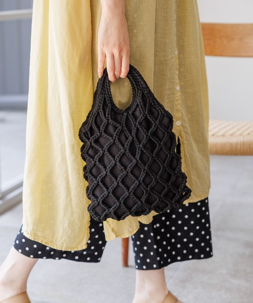 studio CLIP（スタディオクリップ）の「マクラメ編みショルダーバッグ（トートバッグ・レディース・ブラック/ブルー/ピンク/ベージュ・FREE）」の2枚目の写真