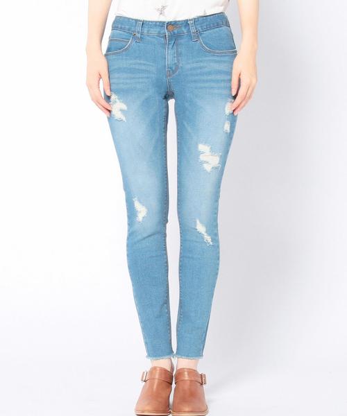 Another Edition（アナザーエディション）の「クラッシュスキニーデニム2/AEBC CRASH SKINY DNMⅡ◆（デニムパンツ・レディース・ライトブルー/コバルトブルー・MEDIUM/SMALL）」の4枚目の写真