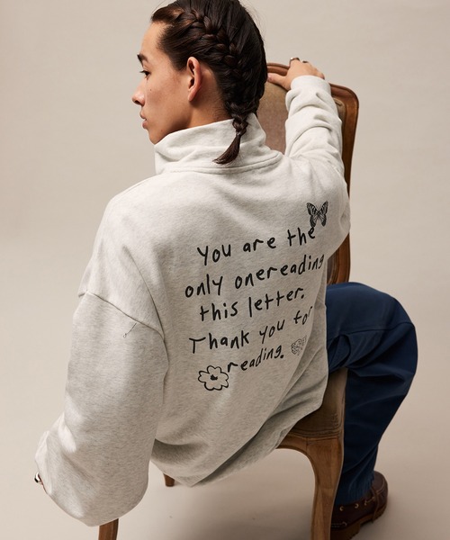 re_k by JUNRED(レクバイジュンレッド)の「re_k by JUNRED / ジャンブルデザインハーフジップスウェット(スウェット・メンズ・パープル/ライトグレー/チャコールグレー・S/M/L)」の1枚目の写真