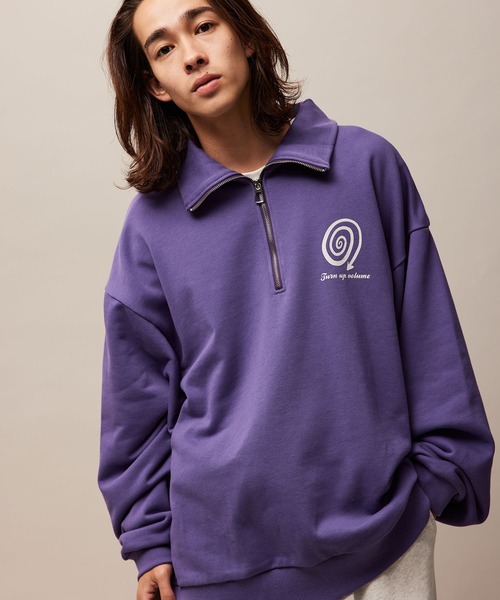 re_k by JUNRED(レクバイジュンレッド)の「re_k by JUNRED / ジャンブルデザインハーフジップスウェット(スウェット・メンズ・パープル/ライトグレー/チャコールグレー・S/M/L)」の11枚目の写真