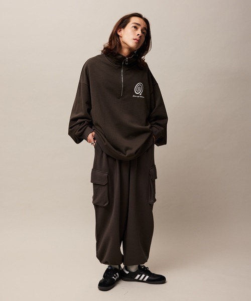 re_k by JUNRED(レクバイジュンレッド)の「re_k by JUNRED / ジャンブルデザインハーフジップスウェット(スウェット・メンズ・パープル/ライトグレー/チャコールグレー・S/M/L)」の15枚目の写真