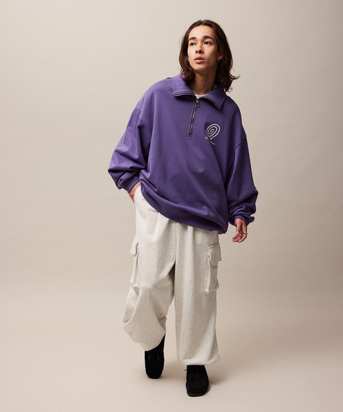 re_k by JUNRED(レクバイジュンレッド)の「re_k by JUNRED / ジャンブルデザインハーフジップスウェット(スウェット・メンズ・パープル/ライトグレー/チャコールグレー・S/M/L)」の13枚目の写真