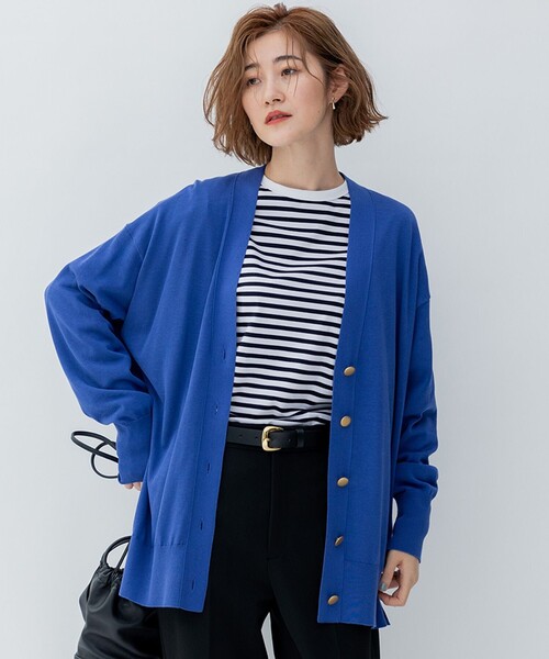 23区(ニジュウサンク)の「【洗える】シルクコットン カーディガン(カーディガン/ボレロ・レディース・ライトグレー系/ブラック系/ダルブルー系/ベージュ系・32)」の4枚目の写真