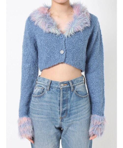 jouetie(ジュエティ)の「ファーライククロップドカーデ(カーディガン/ボレロ・レディース・ブルー/グリーン/ブラック・MEDIUM)」の12枚目の写真