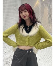 ファーライククロップドカーデ