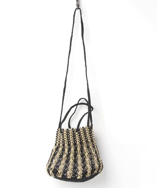 MAISON mou（メゾンムー）の「【Swaraj/スワラージ】2wayストライプバッグ（手編み）（トートバッグ・レディース・ホワイト系その他/ブラック・FREE）」の2枚目の写真