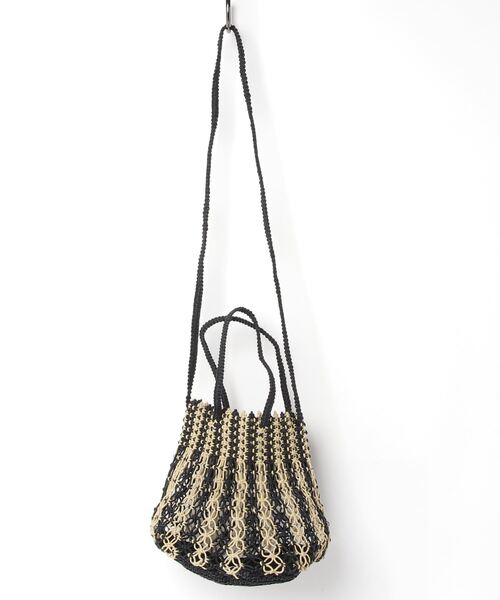 MAISON mou（メゾンムー）の「【Swaraj/スワラージ】2wayストライプバッグ（手編み）（トートバッグ・レディース・ホワイト系その他/ブラック・FREE）」の3枚目の写真