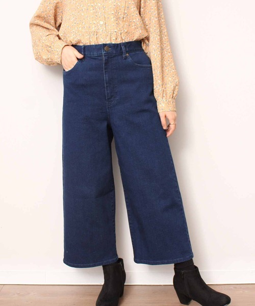 MB mint breeze(エムビーミントブリーズ)の「【L~5L 大きいサイズ】【NEWシルエット】 ワイド クロップド デニム パンツ(デニムパンツ・レディース・ネイビー/ブラック・4L/LL/5L/3L/L)」の1枚目の写真