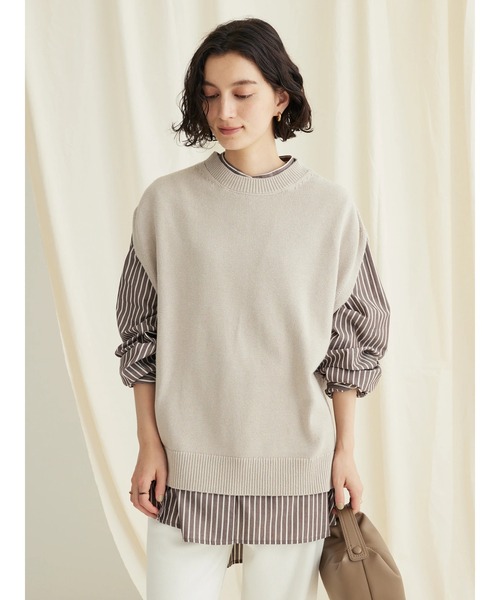 CRAFT STANDARD BOUTIQUE（クラフトスタンダードブティック）の「クルーネックニットベスト（ベスト・レディース・マスタード/ブラック/グレイッシュベージュ・FREE）」の5枚目の写真